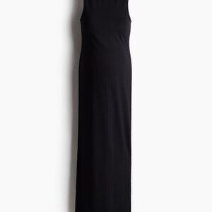 H&M Mama Ribbed Viscose Black Dress